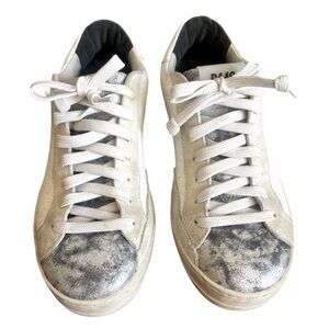 P448 White Woven Leather Low Top Sneakers Size 37 US 6.5–7